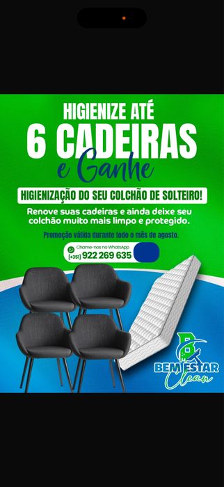 Higienizaçao lavagem a seco sofas colchoes cadeiras  tapetes a parti de.