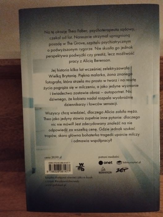 Książka Thriller Pacjentka-  Alex Michaelides