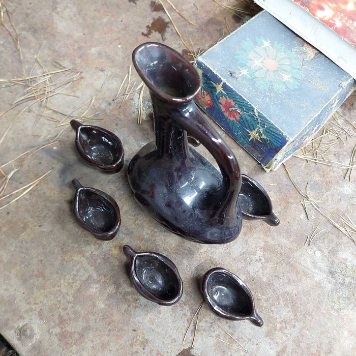 Zestaw porcelana antyk PRL KACZKA + filiżanki