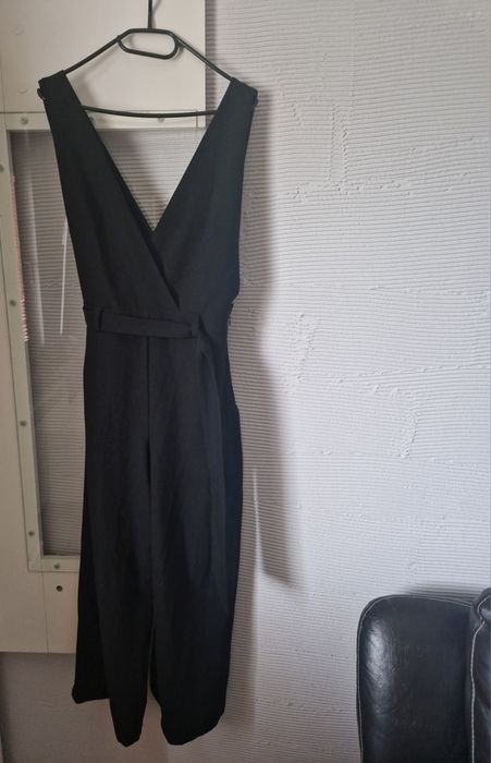 Długi elegancki czarny Kombinezon rozmiar s