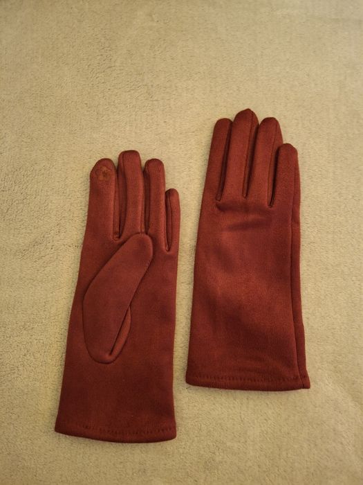 Damskie bordowe rękawiczki