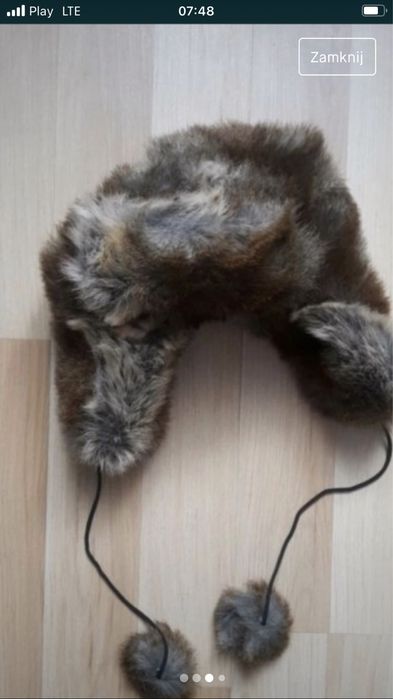 Czapka futrzana damska uszatka .