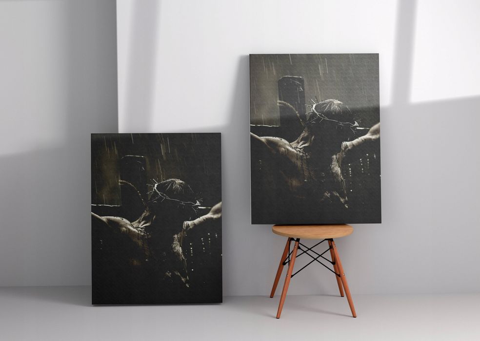 Obraz na płótnie Jezus Chrystus w koronie cierniowej na krzyżu 90x120