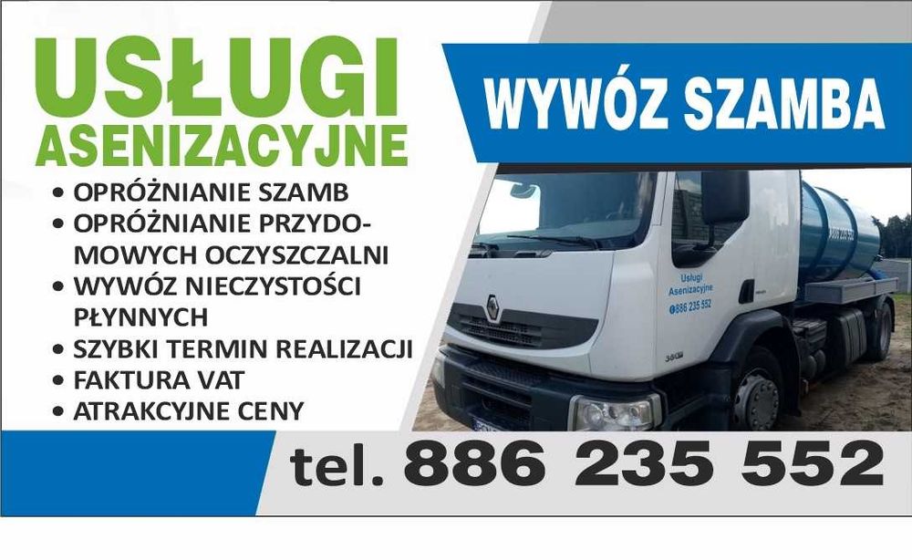 Usługi asenizacyjne, wywóz szamba GNIEZNO NIECHANOWO CZERNIEJEWO