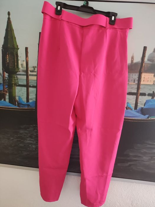 Proste spodnie fuksja - eleganckie XXL