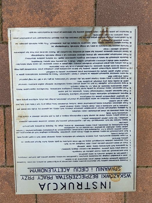 Tablica z okresu PRL-u BHP spawanie i cięcie acytylenem