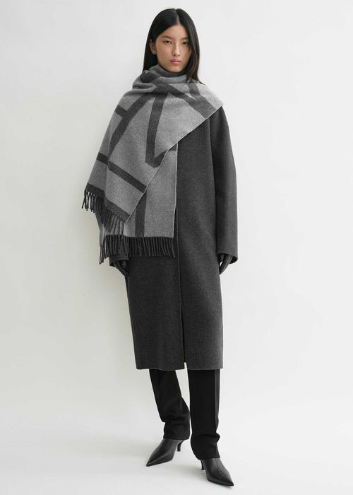 Шарф Toteme Monogram Jacquard Wool Scarf Dark Grey Melange