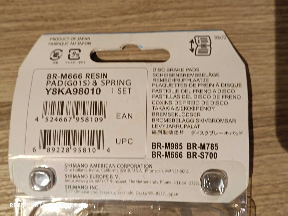 Calços Travão Shimano Resina GO1S SLX