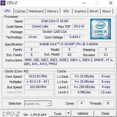 Procesor Intel i3 10100f x8 turbo 4.3Ghz podstawka LGA1200