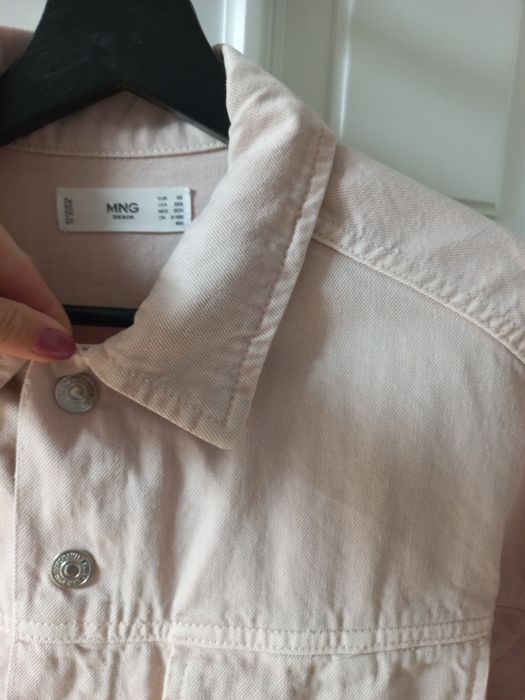 Kurtka jeansowa katana dżinsowa pudrowa nude 34 XS Mango ripped