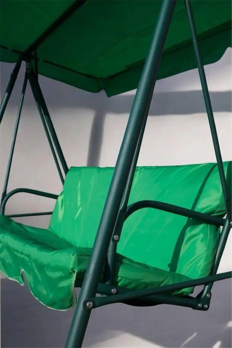 Садова гойдалка 3-місна зелена з навісом до 260 кг | Качеля для дачі