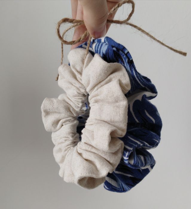 Резинка для волосся Scrunchie льон віскоза