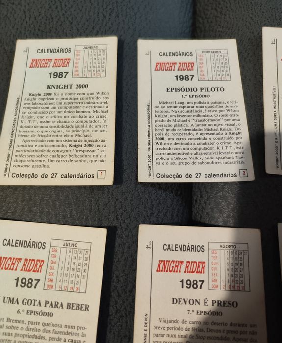 Conjunto de 22 calendários da série Knight Rider
