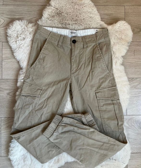 Spodnie cargo joggers Jack & Jones bezowe W28 L32 XS S