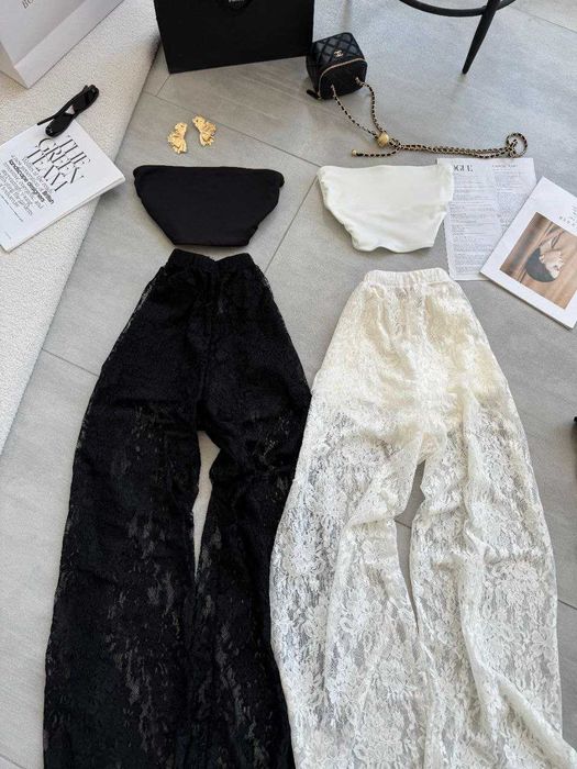 Жіночий костюм трійка гіпюрові штани + топ + шорти