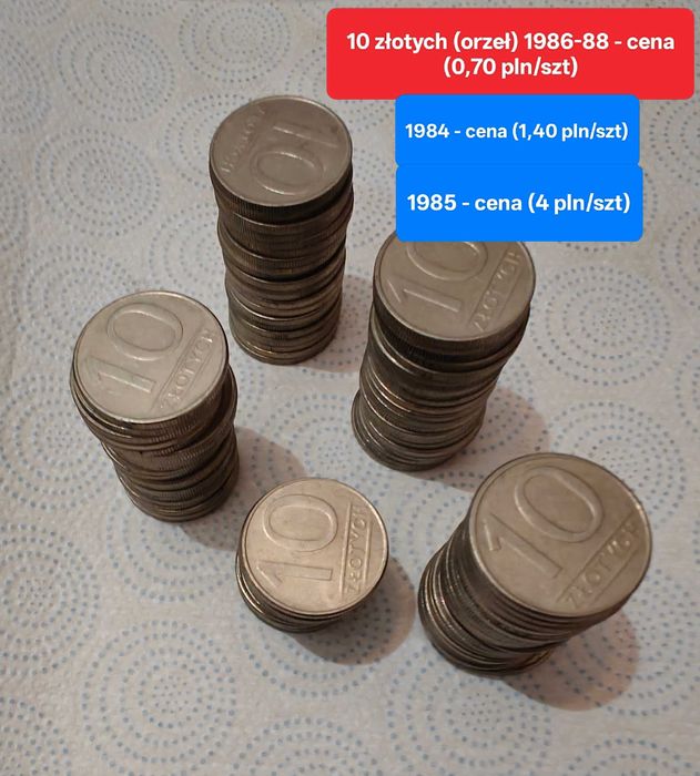 Monety polskie obiegowe PRL 10, 20 zł Mickiewicz, Prus, Nowotko itp.