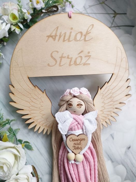 Pamiątka Chrztu Świętego Anioł Stróż rękodzieło