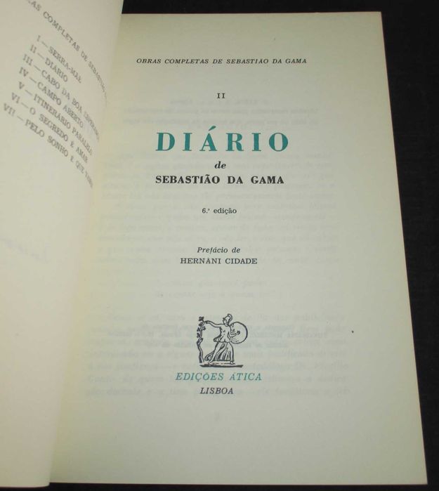Livro Diário de Sebastião da Gama Ática