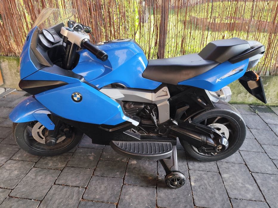 Motor na akumulator BMW K1300S dla dzieci Niebieski Kółka pomocnicze