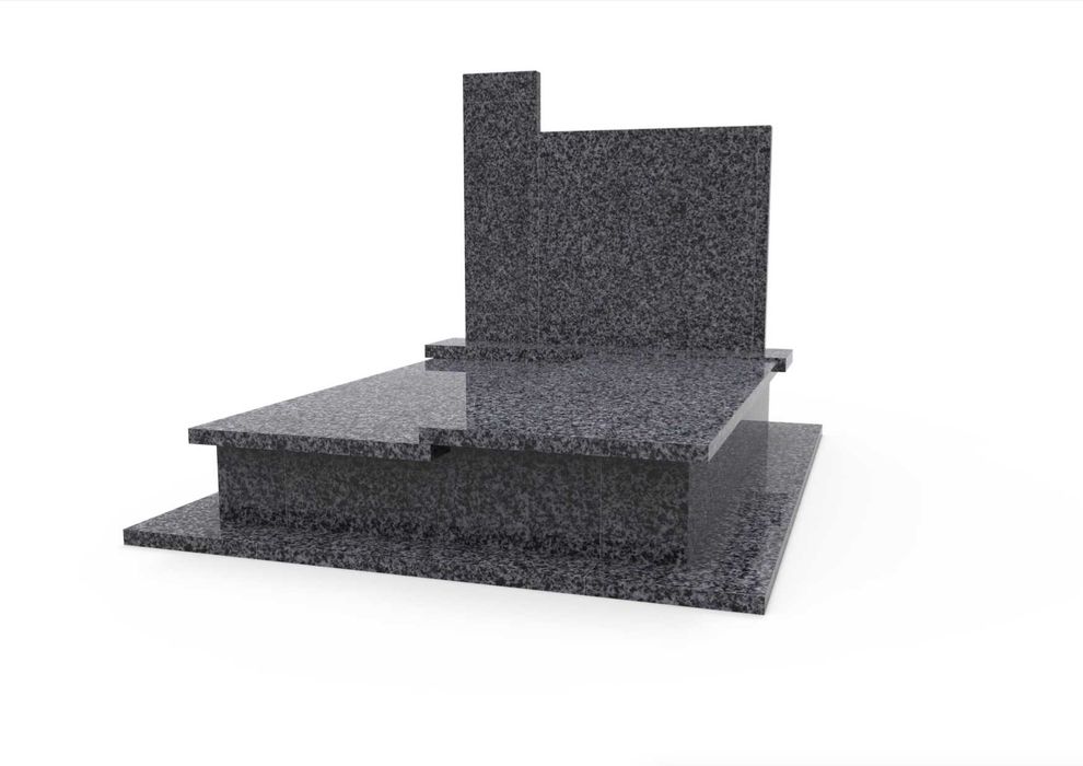 Nagrobek Granitowy Podwójny Ciemny Pomnik Premium Piękny Grafit Prosty