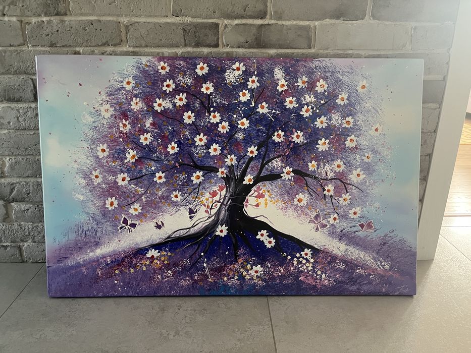 Obraz ręcznie malowany na płótnie 110x70 cm -certyfikat autentyczności