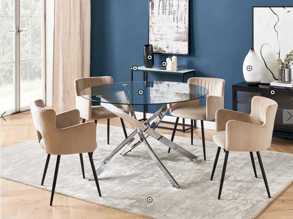 Mesa de jantar MARAMO Prateado 120 cm Vidro de segurança (temperado)