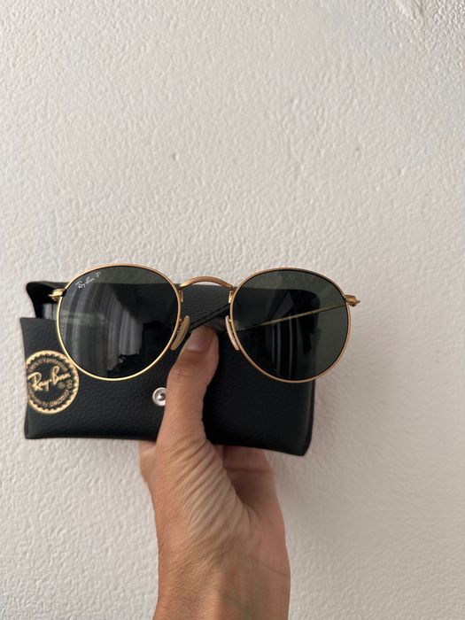 Óculos de sol Ray-Ban Round Metal dourados  lentes verdes polarizadas