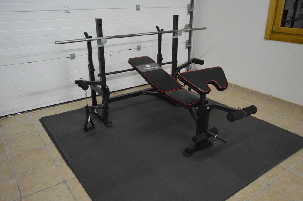 Banco de Musculação Multiestação Fitness Tech + Barra 10kg