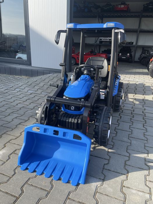 Traktor na akumulator dla dzieci Z Przyczepą D68 Niebieski 24V 2x200W