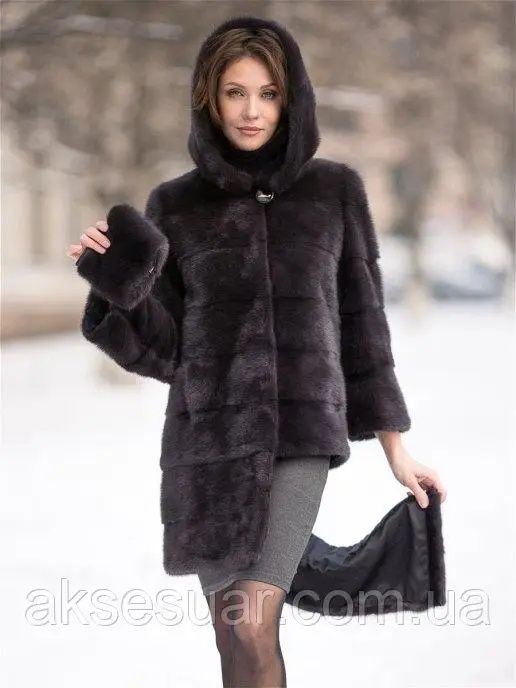 Шуба норкова траснформер з капюшоном