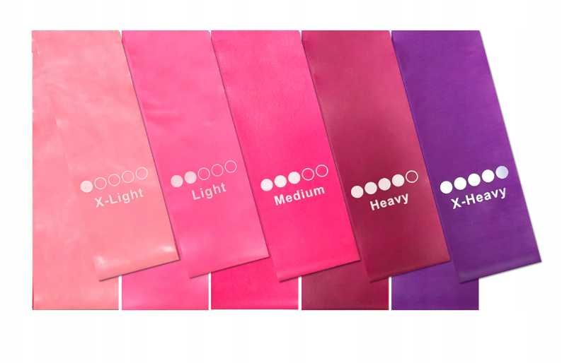 ZESTAW 5 GUM OPOROWYCH do ćwiczeń mini power band RÓŻOWE