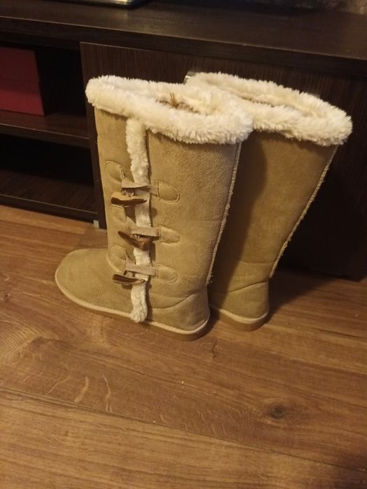 Skórzane Kozaki Buty Emu Wysokie Śniegowce Naturalne