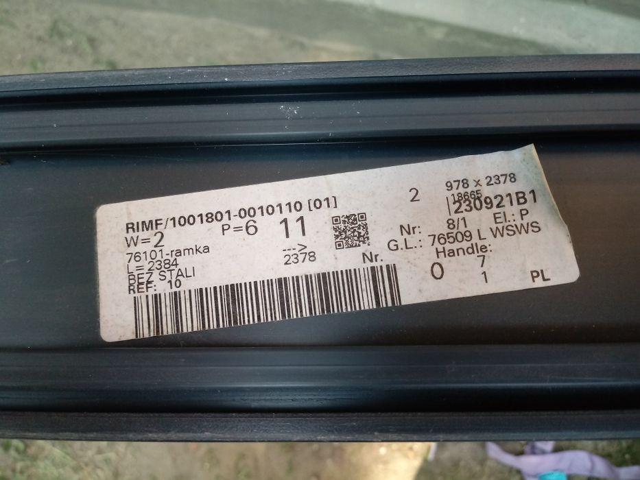 Okno pcv RIMF 978x2378 nowe, za grosik.