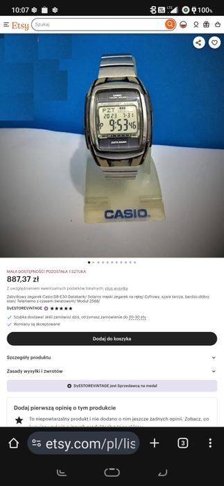 Zegarek casio data bank