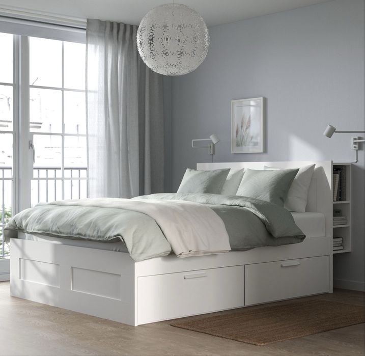 Cama IKEA BRIMNES 160x200 c/cabeceira e estrado