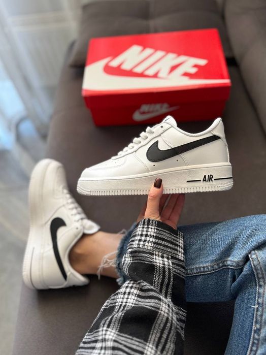 Кросівки Кроссовки Nike Air Force White black Білий Белый повсякденні