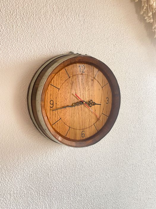 Relógio de parede rústico | Madeira a imitar pipo de vinho