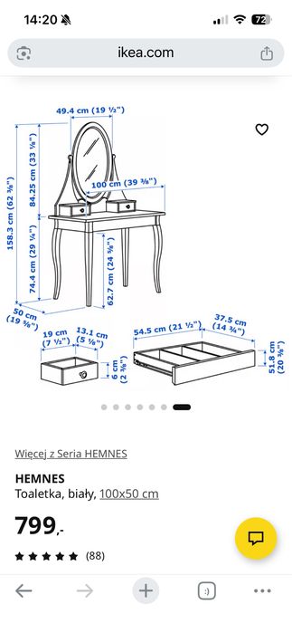 Toaletka Hemnes Ikea - stan idealny
