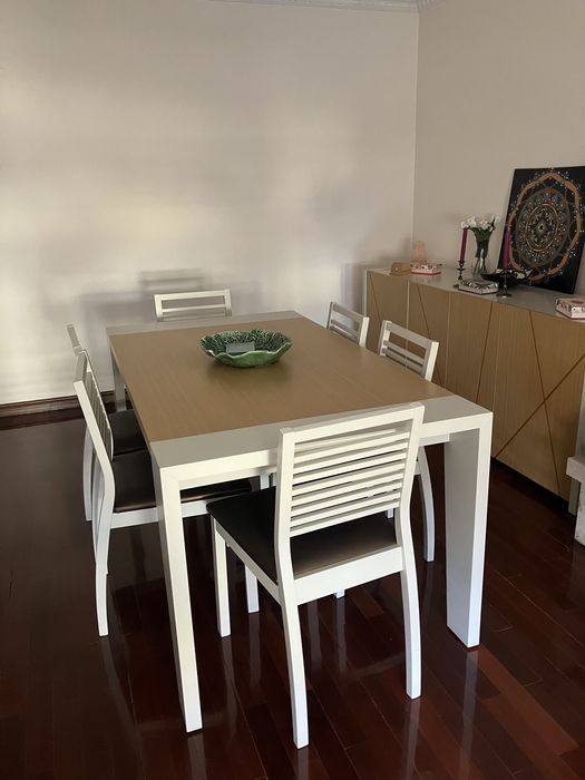 Conjunto Sala de Jantar Antarte | Aparador + Mesa Extensível + 6 Cadeiras - Preço Negociável