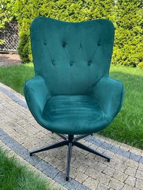 Fotel biurowy elegancki obrotowy Uszak / obicie Welur Zielony