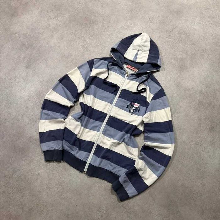 Vintage Bluza Y2K Striped Zip Up Hoodie Coquette Swag Japan Trendy