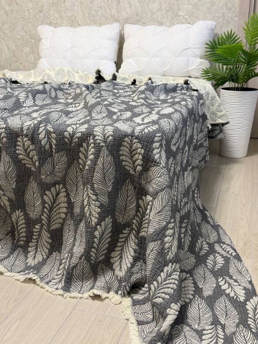 На подарунок! Органічне муслінове покривало «Botanic» натуральне покрывало 5 слоев