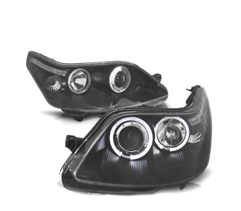 FARÓIS ANGEL EYES CITROEN C4 04-09 FUNDO PRETO