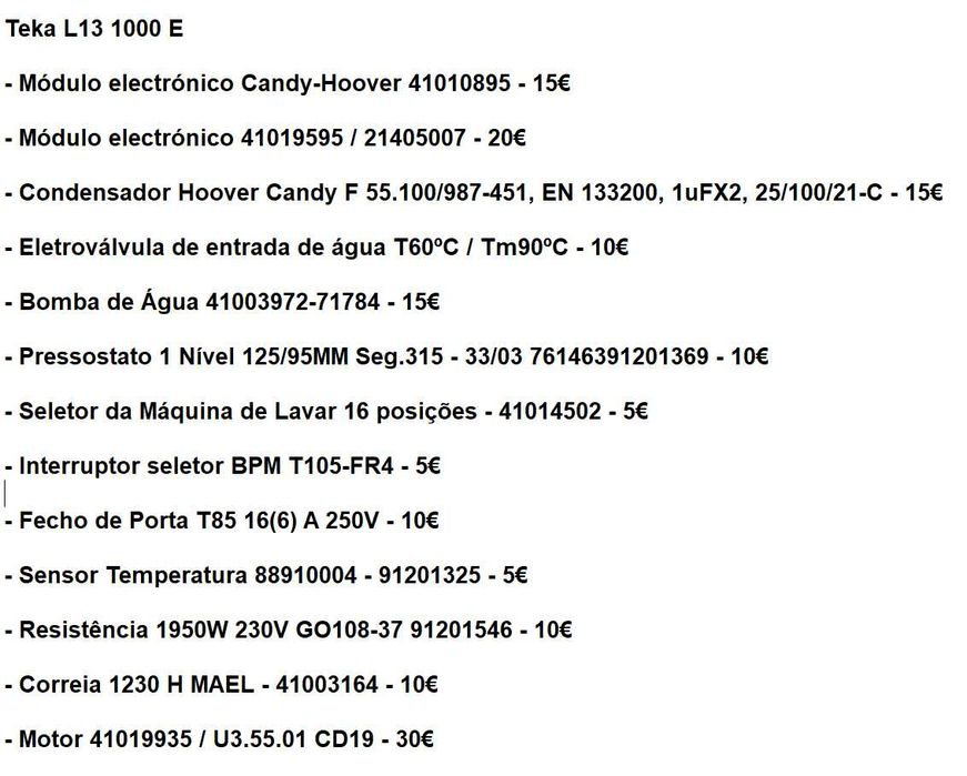 Peças Máquinas Lavar Roupa - Loiça - Secar