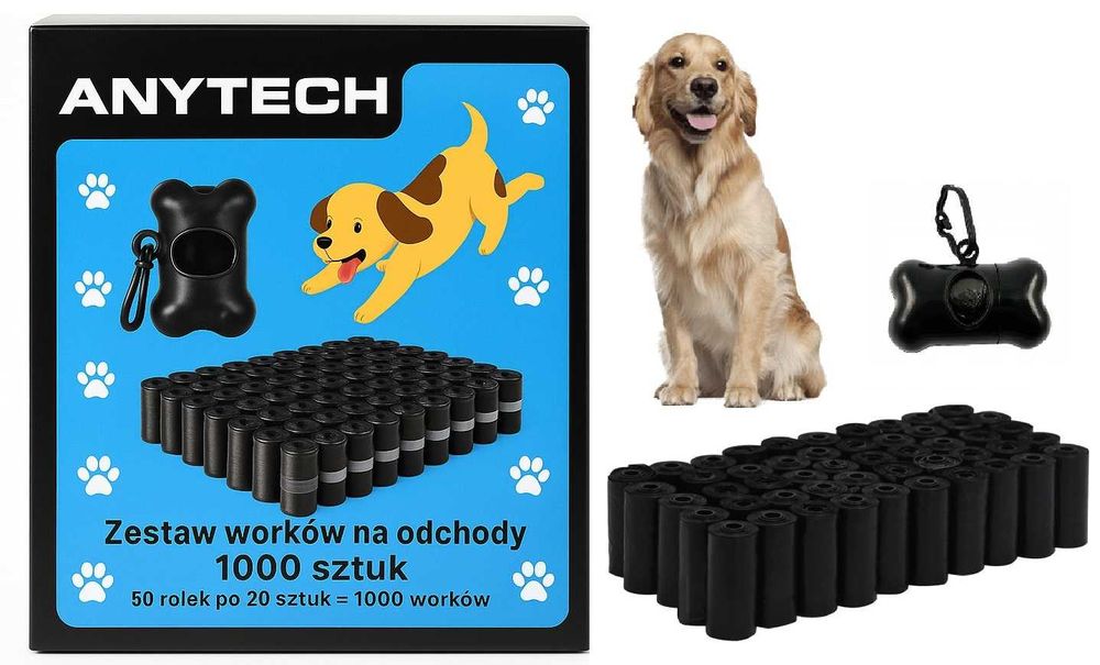 Worki Woreczki na Psie Odchody Kupy Psa Mocne Grube 1000 szt + ETUI