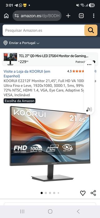 KOORUI E2212F Monitor  1.4,