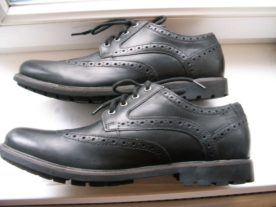 черные кожаные туфли Clarks 46 стелька 31 см  оригинал