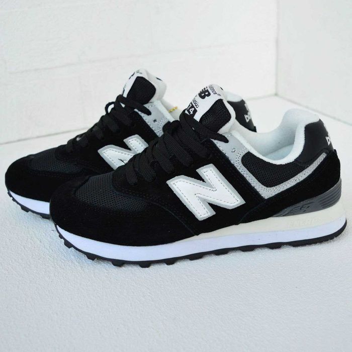 New Balance 574 Black White чорні з білим кросівки жіночі нью беленс баланс кроссовки кросовки