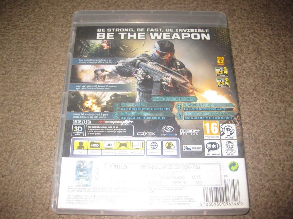 Jogo "Crysis 2: Limited Edition" para PS3/Completo!