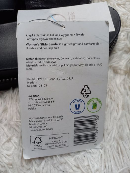 Klapki damskie czarne cleve rozmiar 37